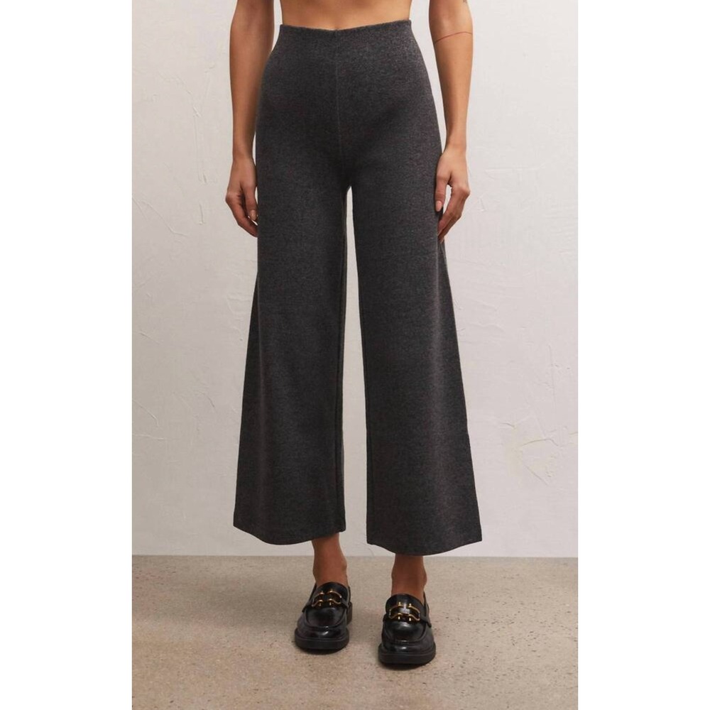 Z Supply Delaney Brushed Rib Pant Wide Leg Pull On Size S Grey